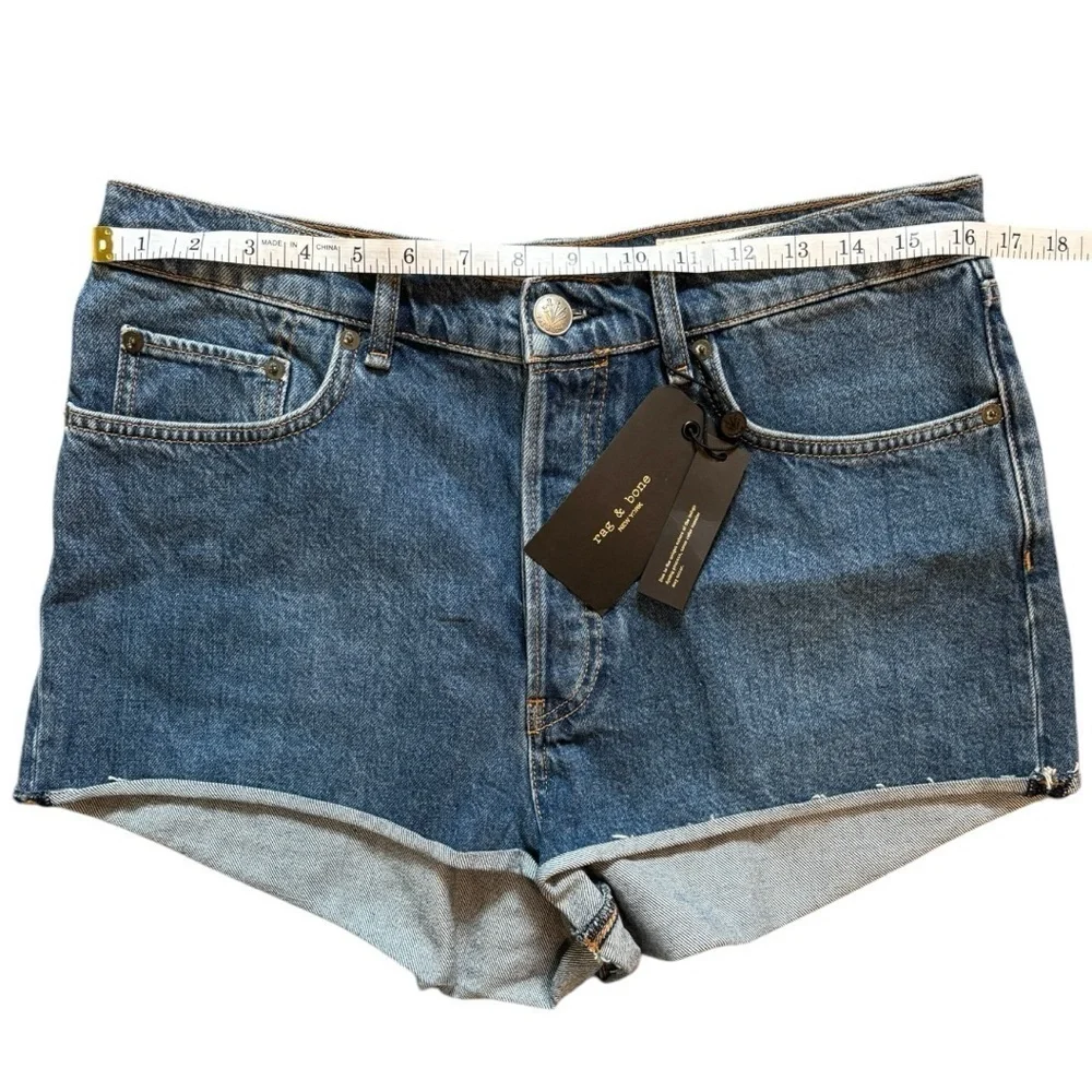 Rag & Bones Maya High Waist Raw Hem Cutoff Denim Hot Shorts Woman’s Sz 31